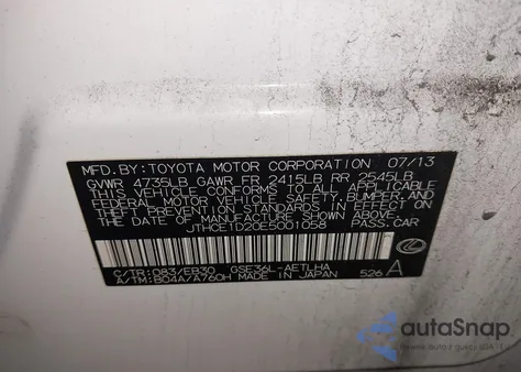 2014 Lexus Is 350 from USA, damaged, VIN JTHCE1D20E5001058